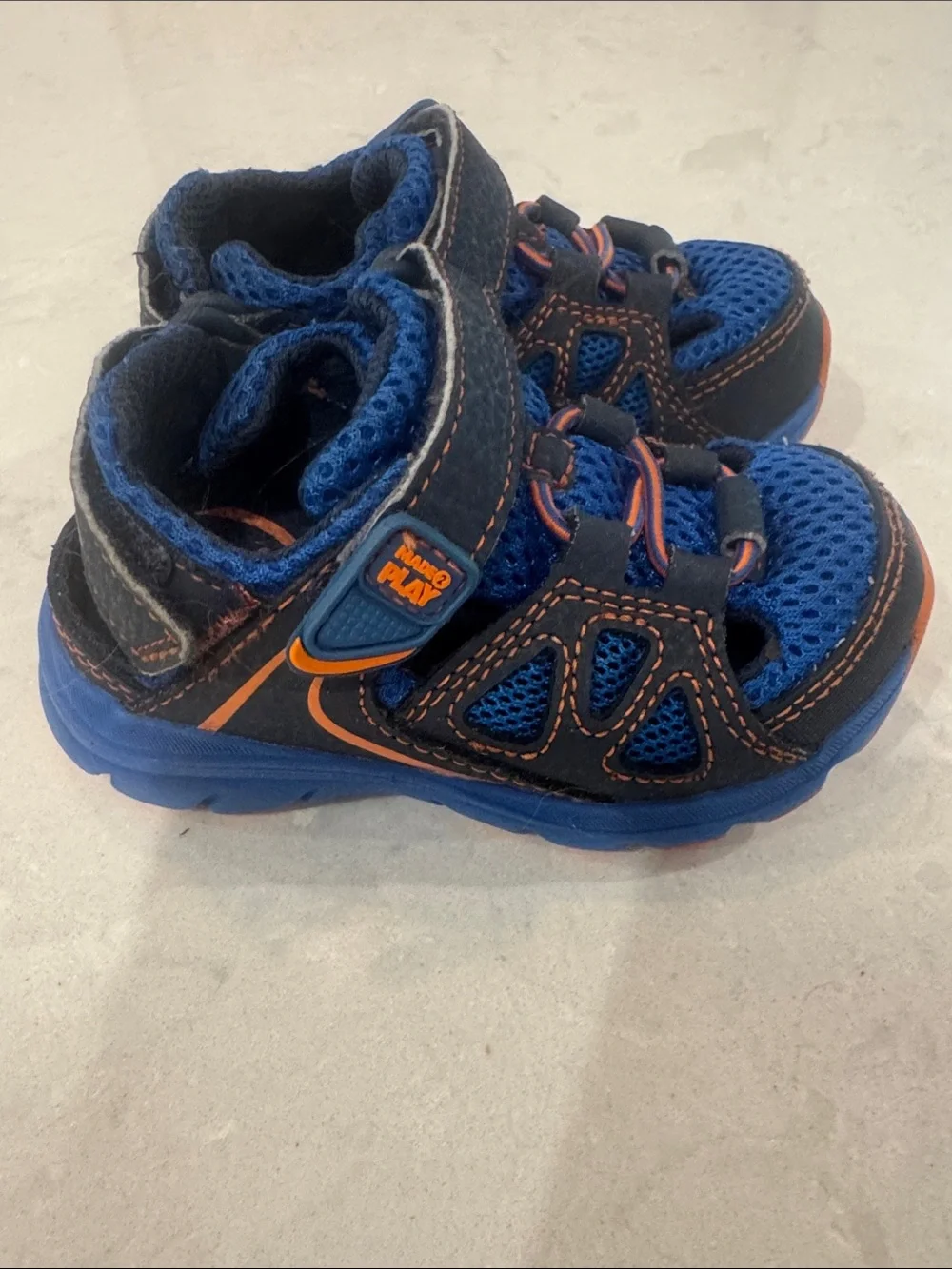 Stride Rite Scout Blue and Orange Kids Play Sandals Size 5M